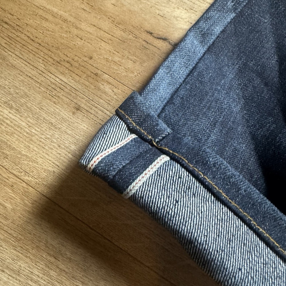 Selvedge Jeans Mens 32x29 Indigo Blue Selvedge Raw Denim Button Fly Dark Wash - Picture 5 of 13
